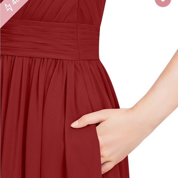 Azazie Bridesmaids dress, never worn. Color: Rust size: A22 unaltered - Picture 2 of 7